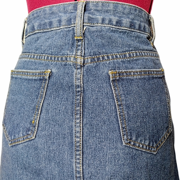 SHEIN Button Up Denim Jean Mini Skirt XS Extra Small - Picture 4 of 8